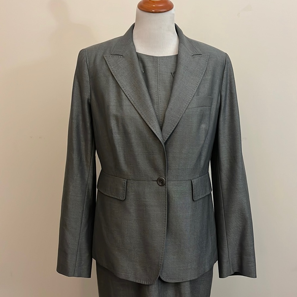 MaxMara Gray Wool Silk Blend Suit Jacket Size 42 US 12